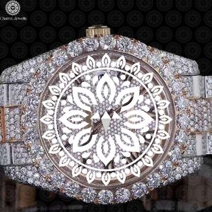 Charm Jewels Women's Luxury Stainless Steel <b>Watch</b> Rose Gold Diamond Encrusted Round Dial Analog Quartz Movement 40mm - Product Image 1