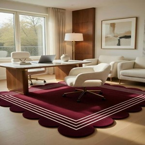Geometric Modern Hand Tufted Area Rug Luxury Wool Burgundy Carpet For Living Room Soft Plush Decorative <b>Floor</b> Mat Rug Home Gift - Product Image 3