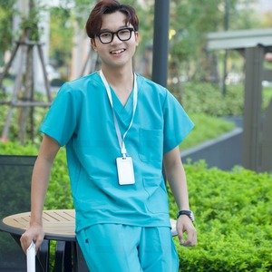 Custom Women's Medical <b>Scrub</b> <b>Set</b> with Embroidery Chest Pocket Stretch Spandex Nursing Uniform for Hospital & Salon Use - Product Image 4