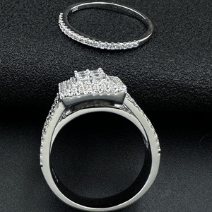 RB Gems Bague de mariage éternelle tendance pour femme en or massif 14K avec diamant naturel CVD HPHT certifié IGI et moissanite taille princesse - Product Image 5