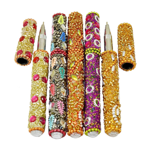 Bolígrafo de escritorio artesanal, ligero, portátil, con purpurina, cuentas y espejo, hecho a mano, para notas diarias, bolígrafo metálico - Product Image 4