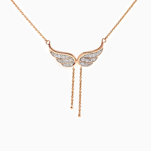 Collier pendentif Ailes d'Ange en diamant de laboratoire pour femme, bijoux de fiançailles tendance, or 10K/14K/18K plaqué rhodium, taille brillant - Product Image 2