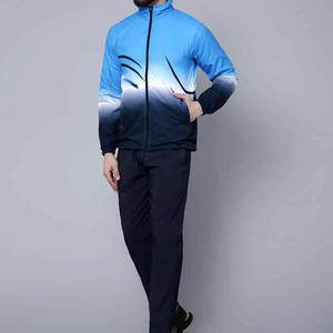 Men's Sublimation Tracksuit 100% Polyester Gradient Color Sporty Full Zipper Jogging Wear with Side Pockets Spring Outdoor Use - Product Image 2
