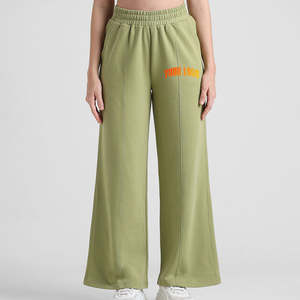 กางเกงขายส่งผ้าฝ้าย 100% กางเกงผู้หญิงทรงหลวมแบบสั่งทำพิเศษ กางเกงวอร์มขาบานทรงลำลอง กางเกงวอร์มผู้หญิงแบบซักพิเศษ - Product Image 1