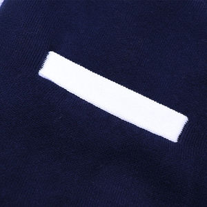 Cárdigan de punto para hombre, color azul marino, con cuello en V, mangas con inserciones blancas y rayas, suéter de manga larga para otoño. - Product Image 2