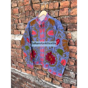 Indian <b>Velvet</b> <b>Jacket</b> Handmade Floral Embroidery Suzani <b>Velvet</b> Coat Inside Cotton Lining <b>Jacket</b> <b>Women</b> Winter Clothing Coat - Product Image 5