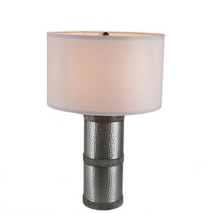 Lampada da Tavolo in Ferro Martellato D16x24.4 con Legno di Mango, Montaggio Richiesto per il Paralume - Product Image 3