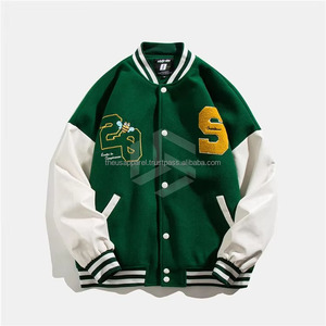 Premium Winter Varsity <b>Jacket</b> <b>Men</b> Wool <b>Leather</b> Sleeve Chenille Patch Stand Collar Custom Design Bulk - Product Image 4