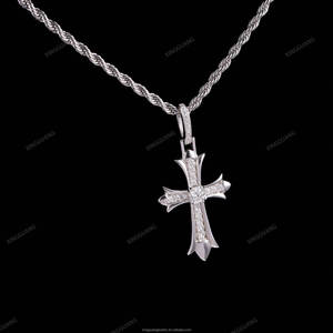 Collar con Colgante de Cruz de Diamantes Moissanite VVS, Joyería Hip Hop Personalizada, Chapado en Plata de Ley 925, para Hombre - Product Image 6