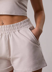 Shorts cargo taille haute élastiques à cordon de serrage pour femme, coupe droite, 100 % coton, séchage rapide, doux, pour la plage, décontracté, été, vêtements de sport - Product Image 5