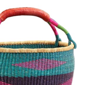 Cesta de mimbre hecha a mano personalizada, color verde azulado, morado, rosa, con diseño de diamante, para almacenamiento de mantas y juguetes, venta al por mayor directa a granel - Product Image 3