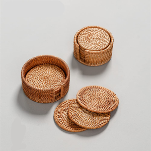 Handmade Rattan <b>Tablemats</b> For Home Decoration Circular Design Boho Rattan Coasters With Best Quality & Low Price - Product Image 1