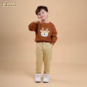 Pull en laine épaisse à imprimé animal pour bébé fille, avec broderie sur la poitrine - BC1416 Certifié OEKO-TEX Ignifuge - Product Image 4