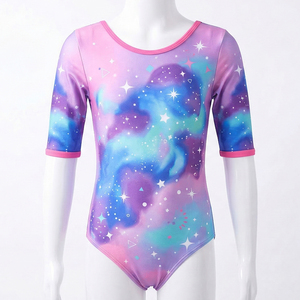 Conjuntos de Leotardos Personalizados de Manga Corta para Niñas con Cierre de Lazo, Diseño Sublimado Brillante, para Entrenamiento - Product Image 1