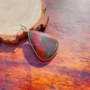 จี้เงินแท้ 925 ประดับพลอยบลัดสโตน ทำด้วยมือ ชุบทองและโรเดียม สำหรับสร้อยคอ - Product Image 2