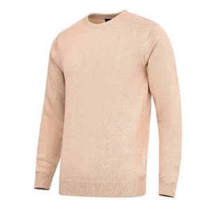 Suéter Minimalista para Hombre, Color Beige Sólido, Cuello Redondo, Tejido de Punto, Venta al Por Mayor, Personalizable OEM, Suéter Beige Cómodo para Invierno, Estilo Casual - Product Image 1