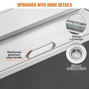 Contenitore per Ghiaccio Commerciale in Acciaio Inox da 40,9 qt, 36"L X 18"W X 14"H, Secchio per Ghiaccio da Cucina Esterna con Coperchio Scorrevole - Product Image 5