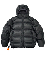 Veste matelassée unisexe noire à capuche coupe-vent imperméable décontractée pour l'hiver, coupe standard avec poches latérales en toile