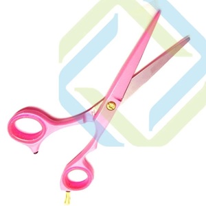 Ciseaux de barbier professionnels pour droitiers en acier inoxydable avec une pointe tranchante et des poignées en caoutchouc pour la coiffure - Product Image 1