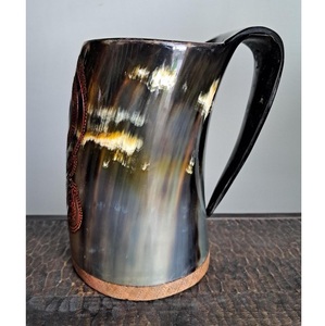 Jarra de Cerveza Hecha a Mano de Cuerno, Taza Rústica Vikinga para Cerveza, Vajilla Ecológica para Bar - Product Image 1