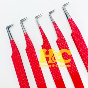 Eyelash Tweezer 90 Degree Red Tweezers Sustainable Sharp Grip Durable Fine Tip Top Ranking Tweezers Stainless Steel Private Logo - Product Image 3