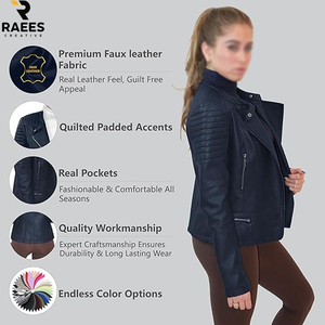 Chaqueta parka de piel sintética para mujer, talla grande, con cremallera, estilo motociclista, chaqueta para mujer, muy vendida. - Product Image 6