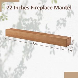 72\" Solid Pine Fireplace Mantel Wall Mounted Floating Shelf Natural-Premium Display Shelf for Home Decor - Product Image 2