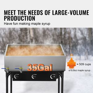 Pentola Industriale da 35 Galloni per Cottura, Vaso Evaporatore per Sciroppo d'Acero, Capacità 509 Tazze (8.8oz), Design Piatto, 2 Valvole, 3 Modalità di Riscaldamento - Product Image 2