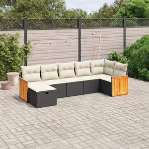 Conjunto de Sofás Modulares Grandes de Ratán PE Negro para Jardín, Muebles Modulares Elegantes para Exteriores - Product Image 1