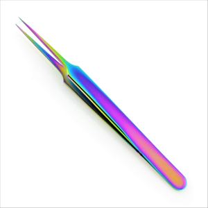 Pince à épiler d'extension de cils en acier inoxydable de qualité professionnelle à 45 degrés 6 mm revêtement Plasma arc-en-ciel Points pointus pour une utilisation optimale - Product Image 5