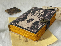 Cuaderno de hechizos en blanco Shadow hecho a mano, de cuero de grano completo, con tapa de algodón antiguo, tamaño A5, tapa dura vintage, regalo con lápiz, de fábrica