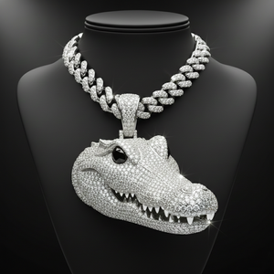Colgante de Cocodrilo Depredador de Pantanos con Certificación IGI, Piedras Moissanita VVS Transparentes, Plata de Ley 925, Joyería Fina, Colgantes y Dijes - Product Image 3