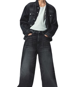 Jeans de Mezclilla Ecológicos de Cintura Alta y Pierna Ancha, Corte Regular, para Mujer, Casuales, Largos, de Color Sólido, con Abertura Asimétrica - Product Image 4