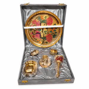 Ensemble de thali en laiton artisanal avec gravure Om sacrée, kit Aarti hindou pour Diwali, mariage et décoration de temple domestique (Mandir) - Product Image 4