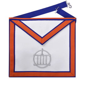Épingle de sécurité personnalisée brodée pour tablier maçonnique, garniture blanche, orange et bleue, style classique, accessoire de cérémonie pour la franc-maçonnerie - Product Image 1