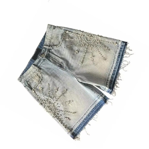 Men Summer Hot Selling Workout Style Shorts Denim Shorts <b>High</b> Quality and Low Rate Denim Short Quick Dry Denim rhinestone Short - Product Image 4