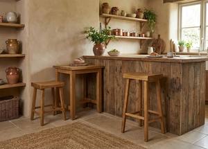 Juego de 2 Taburetes Modernos de Madera con Asiento Curvo - Taburete para Barra/Cocina/Encimera para Muebles del Hogar - Product Image 6