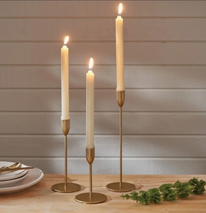 Minimalist Gold Metal Taper <b>Candle</b> <b>Holders</b> with Slim <b>Rod</b> and Round Base for Modern Dining Table and Wedding Centerpiece - Product Image 1