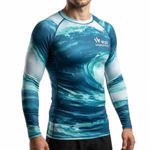 Rashguards MMA de haute qualité pour hommes, personnalisables, à séchage rapide, respirants, à manches courtes, pour le surf - Product Image 1