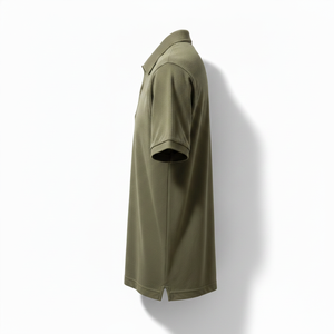 Polo en coton vert olive pour homme, manches courtes, couleur unie, décontracté, respirant, tissu Oxford, design de logo personnalisé sur le devant - Product Image 5