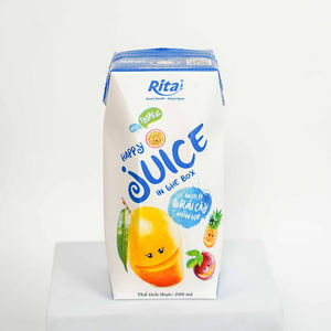 Bebida de Jugo de Frutas Mixtas 200ml Caja de Papel Etiqueta de Diseño Gratuito Bebida Refrescante Jugo Puro 100% NFC - Product Image 1