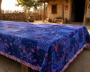 Cubrecama Bordado de Algodón con Diseño Floral Azul, Tamaño Queen, Estilo Boho, Textil para el Hogar, Reversible, Ecológico, Lavable, para Todas las Temporadas, Venta al Por Mayor - Product Image 3