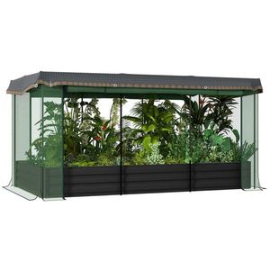 Fioriera rialzata grigia 230 cm L x 110 cm P x 110 cm A con gabbia per piante e telo ombreggiante, rete da giardino - Product Image 5