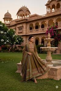 Châle en mousseline de coton couleur moutarde pour femme Womanica, motif traditionnel indien pakistanais, tissu 220g, toutes saisons, pour mariage et fête - Product Image 5