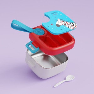 Boîte à bento en acier inoxydable pour enfants, 3 compartiments, boîte à lunch carrée portable, boîte à lunch portable, boîte à lunch de bureau - Product Image 6