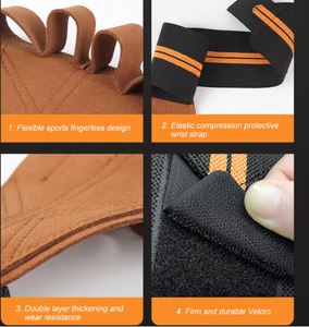 Half Finger Weight Lifting Gloves Leather Palm Adjustable Wrist Strap Gym Workout Gloves Unisex Three Colors Available - Product Image 5