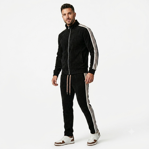 Autumn Winter Men's Two-Piece Set New Fashion Casual Sports Jacket Straight-Leg <b>Pants</b> Stand Collar Cardigan Solid Lightweight - Product Image 1