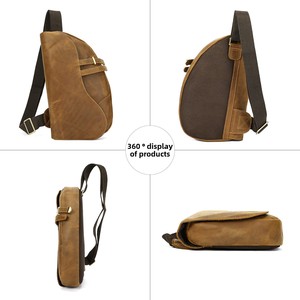 Sac bandoulière vintage en cuir véritable Crazy Horse pour homme, fabriqué sur mesure en usine, avec fermeture éclair - Product Image 6
