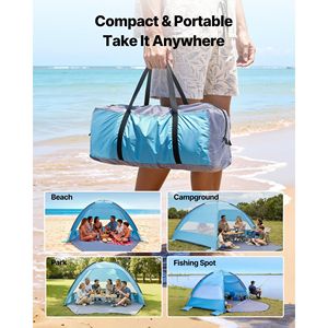 Tenda da Spiaggia Portatile Lightwei per 6 Persone, Protezione Solare UPF 50+, con Borsa per il Trasporto, Tasche per la Sabbia e Tettoia Ombreggiante - Product Image 6