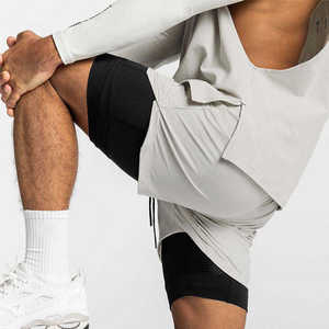 Pantalones Cortos Deportivos Casuales 2 en 1 para Hombre, de Malla Transpirable, de Secado Rápido, Antiarrugas, para Gimnasio y Entrenamiento - Product Image 3